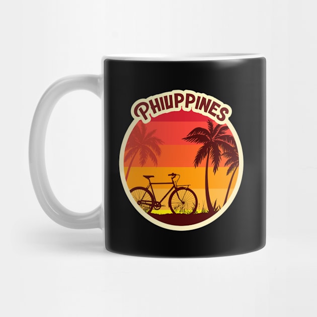 Philippines Sunshine in a Beach with a Lonely Palm Tree and Bicycle T-shirt by AbsurdStore